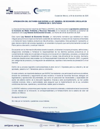 Comunicado APROBACIÓN DEL DICTAMEN LGEC 2025-12-09